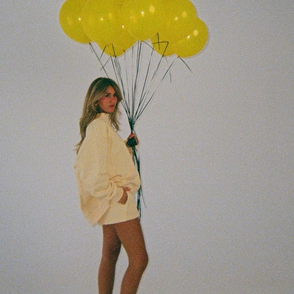 PARKE Butter Yellow Mock Neck Sweatshirt & Short Set